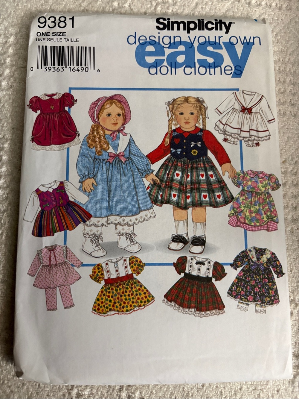 Simplicity Pattern 9381 for 18” Doll Clothes